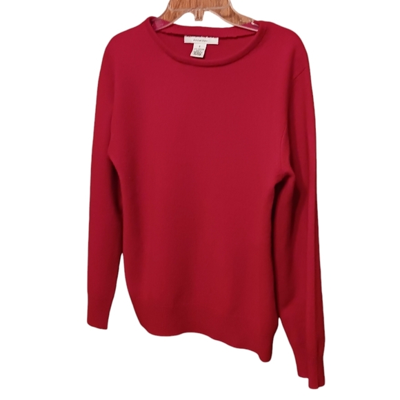 100% Cashmere RED Pullover Crewneck Sweater Ladies Small Preston Preppy - Picture 1 of 4